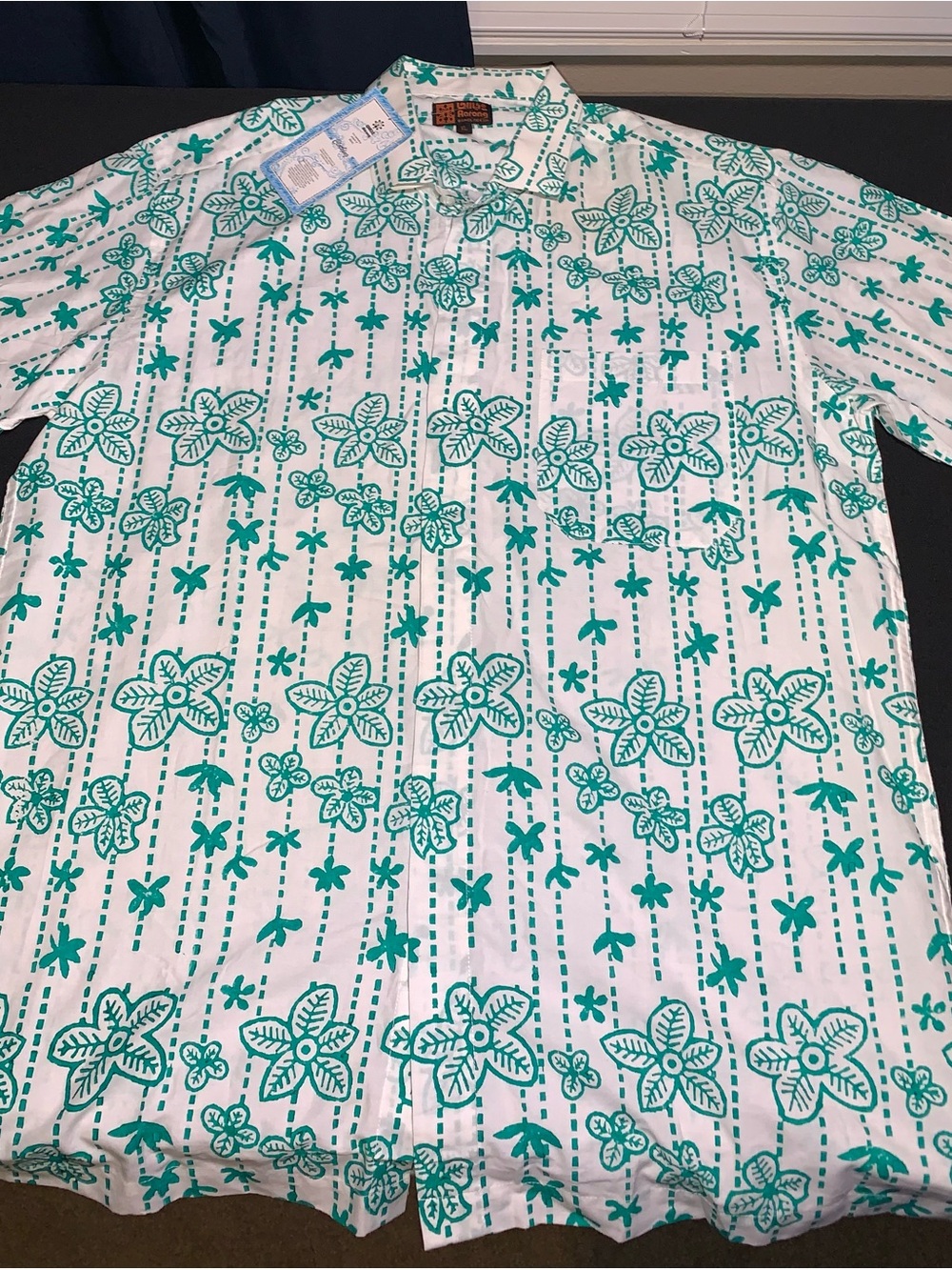 Aarong Bangladesh Men’s XL White Green Floral Cotton Shirt NWT BRAC